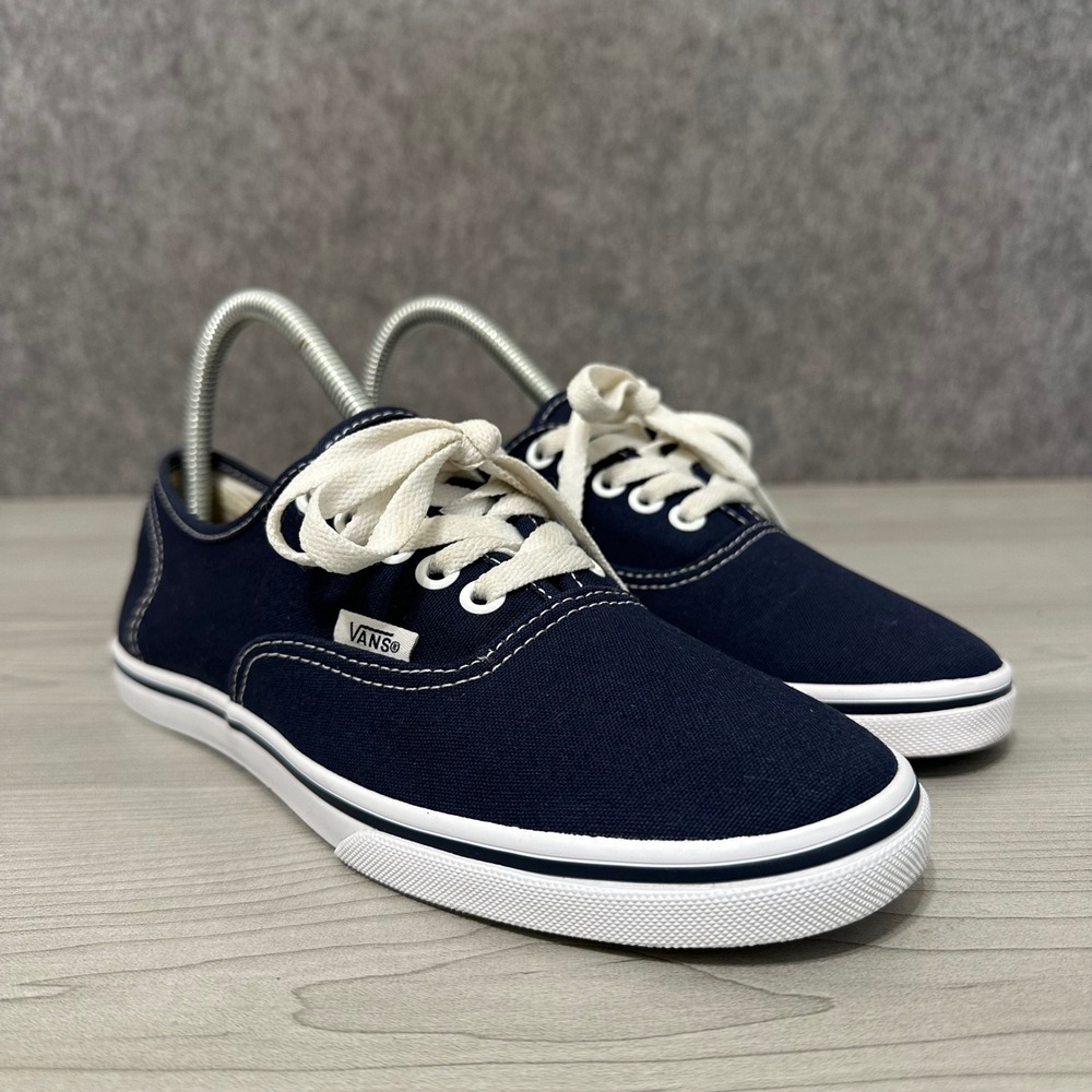 Vans Authentic Lo Pro Sneakers Womens 7.5 Navy Blue‎ Canvas Slim Low Top Shoes
